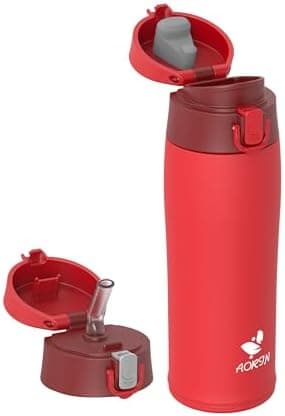 AORIN Trinkflasche Edelstahl 18/8, 500ml, BPA-Frei, Doppelwandig Isolierflasche für Sport, Schule und Outdooraktivitäten