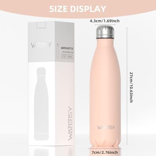 WATERSY Doppelwandige Edelstahl-Trinkflasche 500 ml Kinder ThermoSafe BPA-Frei Kalt&Warm Sprudel Dunkel Blau Sport Gym