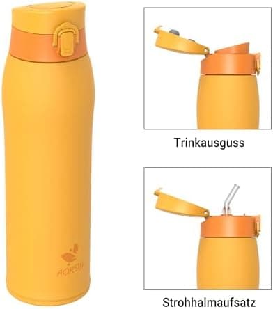 AORIN Trinkflasche Edelstahl 18/8, 500ml, BPA-Frei, Doppelwandig Isolierflasche für Sport, Schule und Outdooraktivitäten