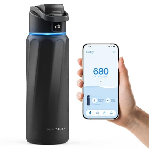 WATERH Boost Smart-Wasserflasche für Geschenke - mit Erinnerungsfunktion & Wasserspender, Edelstahl, 907 ml, Hochglanzsc