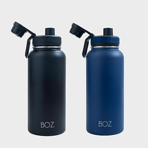 BOZ Ersatzdeckel für Trinkflasche - Strohhalm & Schraubverschluss - schwarz