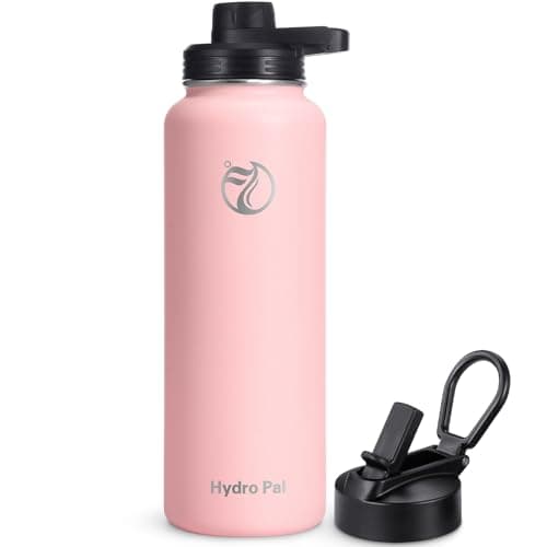 HydroPal Edelstahl Trinkflasche - Isolierte Flasche mit Strohhalm & 2 Deckeln, Auslaufsichere Isolierung für Sport, 500m