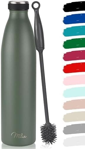 Milu Edelstahl Trinkflasche für Erwachsene – 750ml Isolierflasche zum Tragen – auslaufsicher, Kohlensäuregerecht inkl. R