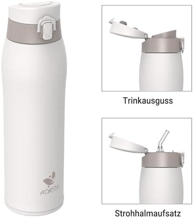 AORIN Trinkflasche Edelstahl 18/8, 500ml, BPA-Frei, Doppelwandig Isolierflasche für Sport, Schule und Outdooraktivitäten
