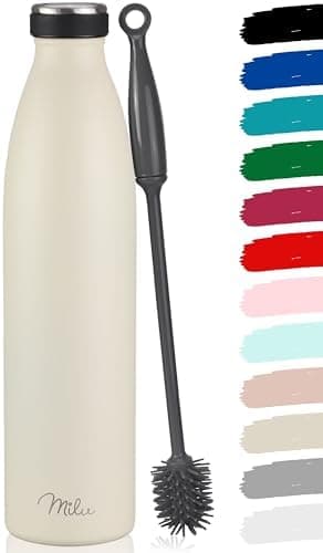 Milu Edelstahl Trinkflasche für Erwachsene – 750ml Isolierflasche zum Tragen – auslaufsicher, Kohlensäuregerecht inkl. R