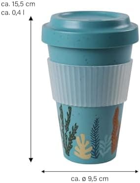 AWAVE klimaneutraler Mehrweg Kaffeebecher to-go, 400 ml, türkis, aus recycelten PET-Flaschen