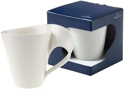 Villeroy & Boch Newwave Caffè Geschirr - Weiß, Premium Porzellan, Spülmaschinenfest, Mikrowellensicher, 300 ML Heißgeträ