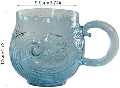 Wave Ermannischer Griff Trinkbecher, Wiederverwendbar - Blau, Neuartige Getränkartikel, Robuste Wasserbecher, Besonderes