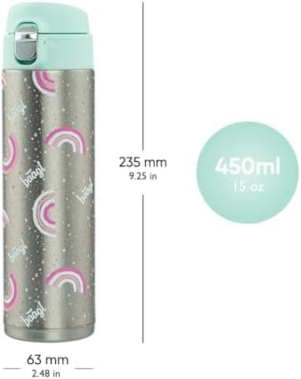 Baagl Jungle Panda Kinder Trinkflasche – Auslaufsichere Edelstahl Thermosflasche mit Silikon-Strohhalm – BPA-freie Flasc