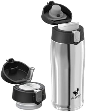 AORIN Trinkflasche Edelstahl 18/8, 500ml, BPA-Frei, Doppelwandig Isolierflasche für Sport, Schule und Outdooraktivitäten