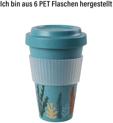 AWAVE klimaneutraler Mehrweg Kaffeebecher to-go, 400 ml, türkis, aus recycelten PET-Flaschen