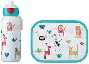 Mepal Brotdose Kinder Campus BPA-frei Animal Friends | Spezialfächerr box mit Gabel & Clip-Verschluss | 750 ml für Kinde