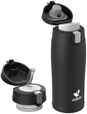 AORIN Trinkflasche Edelstahl 18/8, 500ml, BPA-Frei, Doppelwandig Isolierflasche für Sport, Schule und Outdooraktivitäten