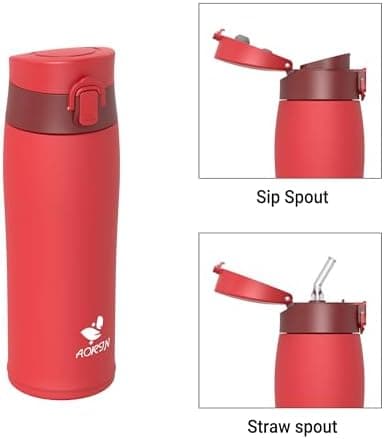 AORIN Trinkflasche Edelstahl 18/8, 500ml, BPA-Frei, Doppelwandig Isolierflasche für Sport, Schule und Outdooraktivitäten