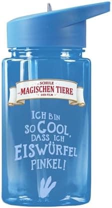 AWAVE Schule Magische Tiere Trinkflasche Kinder Edelstahl 380ml Blau Kohlensäure geeignet Thermosflasche Juri Einhandöff