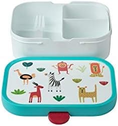 Mepal Brotdose Kinder Campus BPA-frei Animal Friends | Spezialfächerr box mit Gabel & Clip-Verschluss | 750 ml für Kinde
