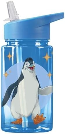 AWAVE Schule Magische Tiere Trinkflasche Kinder Edelstahl 380ml Blau Kohlensäure geeignet Thermosflasche Juri Einhandöff