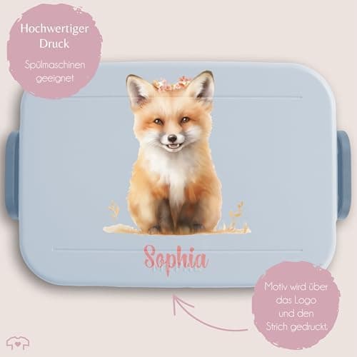 Mepal Bento Box Midi Fuchs Lunchbox - Niedliche Brotdose für Kinder | Auslaufsicher und langlebig | Sage Grün - 900 ml