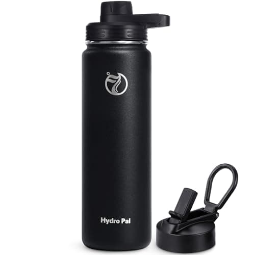 HydroPal Edelstahl Trinkflasche - Isolierte Flasche mit Strohhalm & 2 Deckeln, Auslaufsichere Isolierung für Sport, 500m