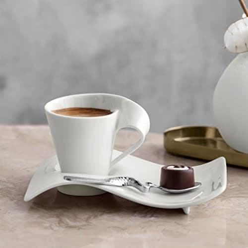 Villeroy & Boch Newwave Caffè Geschirr - Weiß, Premium Porzellan, Spülmaschinenfest, Mikrowellensicher, 300 ML Heißgeträ