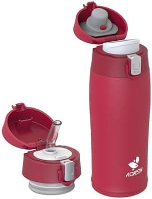 AORIN Trinkflasche Edelstahl 18/8, 500ml, BPA-Frei, Doppelwandig Isolierflasche für Sport, Schule und Outdooraktivitäten