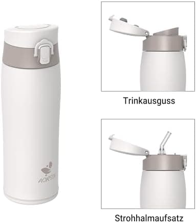 AORIN Trinkflasche Edelstahl 18/8, 500ml, BPA-Frei, Doppelwandig Isolierflasche für Sport, Schule und Outdooraktivitäten