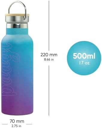 Baagl Thermosflasche Kinder Edelstahl – Auslaufsichere Wasserflasche für Mädchen – BPA-freie Flasche mit Bambusdeckel –