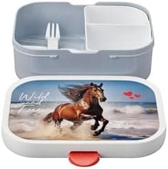 Mepal Brotdose Kinder Campus BPA-frei Animal Friends | Spezialfächerr box mit Gabel & Clip-Verschluss | 750 ml für Kinde