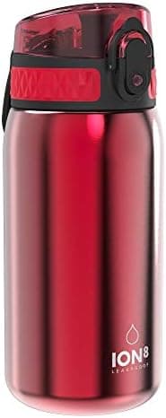 ion8 Kinder Trinkflasche Edelstahl 400ml Nicht Isoliert Sichere Verriegelung Spülmaschinenfest Klappdeckel Leicht zu Rei