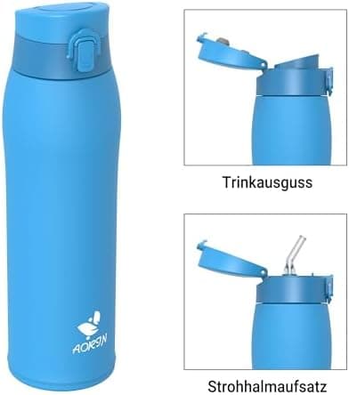 AORIN Trinkflasche Edelstahl 18/8, 500ml, BPA-Frei, Doppelwandig Isolierflasche für Sport, Schule und Outdooraktivitäten