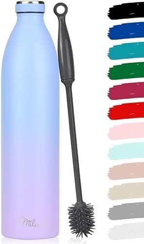 Milu Edelstahl Trinkflasche für Erwachsene – 750ml Isolierflasche zum Tragen – auslaufsicher, Kohlensäuregerecht inkl. R