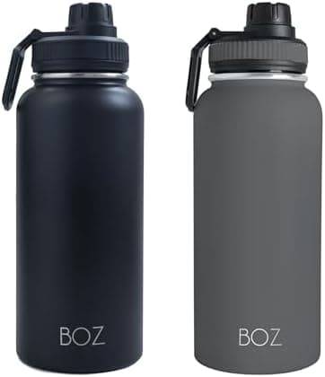 BOZ Ersatzdeckel für Trinkflasche - Strohhalm & Schraubverschluss - schwarz