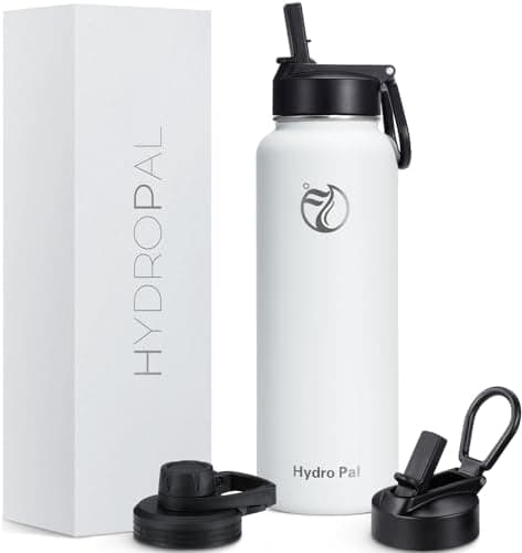 HydroPal Edelstahl Trinkflasche - Isolierte Flasche mit Strohhalm & 2 Deckeln, Auslaufsichere Isolierung für Sport, 500m