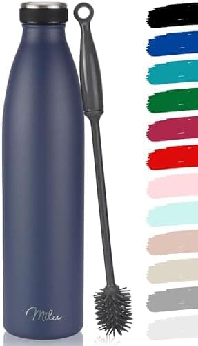 Milu Edelstahl Trinkflasche für Erwachsene – 750ml Isolierflasche zum Tragen – auslaufsicher, Kohlensäuregerecht inkl. R
