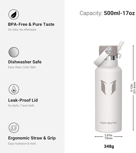 Super Sparrow Thermobecher für Sport und Outdoor - 500ml, 750ml - BPA-Frei, ClimatePartner certified - FlipFlow Trinkfla