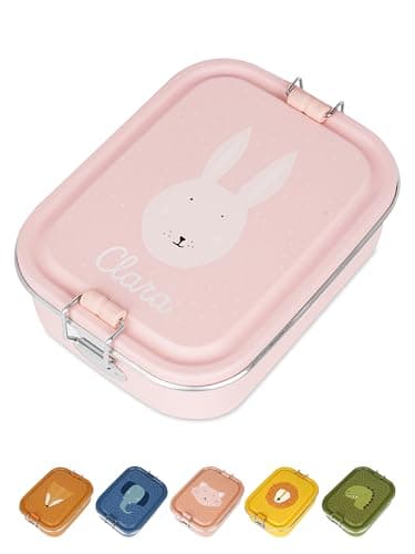 Wunderwunsch TRIXIE Edelstahl Lunchbox für Kinder, individuell mit deinem Namen persönliche Fuchslunchbox, perfekt zur E