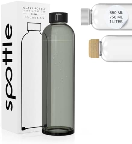 Spottle Glas Trinkflasche - 1 Liter - Für Kohlensäuregetränke - Spülmaschinenfest & auslaufsicher