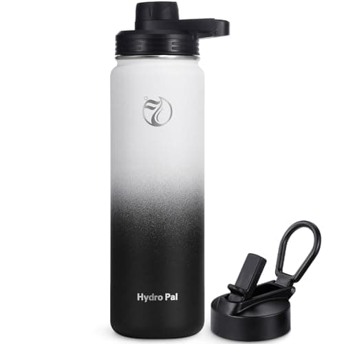 HydroPal Edelstahl Trinkflasche - Isolierte Flasche mit Strohhalm & 2 Deckeln, Auslaufsichere Isolierung für Sport, 500m