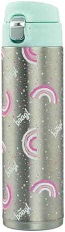 Baagl Jungle Panda Kinder Trinkflasche – Auslaufsichere Edelstahl Thermosflasche mit Silikon-Strohhalm – BPA-freie Flasc