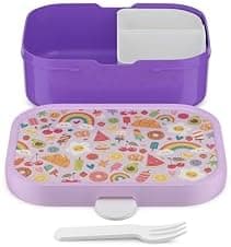 Mepal Brotdose Kinder Campus BPA-frei Animal Friends | Spezialfächerr box mit Gabel & Clip-Verschluss | 750 ml für Kinde