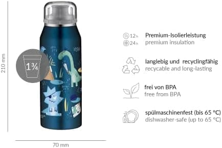 ALFI Kids ISO BOTTLE 350ml - Idas Schule der Magischen Tiere - Isoliertrinkflasche Kinder Edelstahl - hält 12 Stunden he