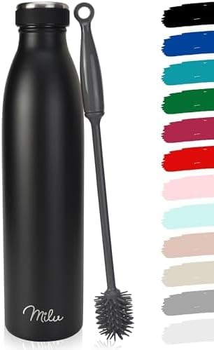 Milu Edelstahl Trinkflasche für Erwachsene – 750ml Isolierflasche zum Tragen – auslaufsicher, Kohlensäuregerecht inkl. R