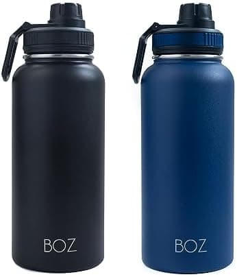 BOZ Ersatzdeckel für Trinkflasche - Strohhalm & Schraubverschluss - schwarz