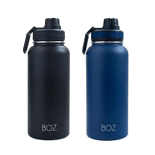 BOZ Ersatzdeckel für Trinkflasche - Strohhalm & Schraubverschluss - schwarz