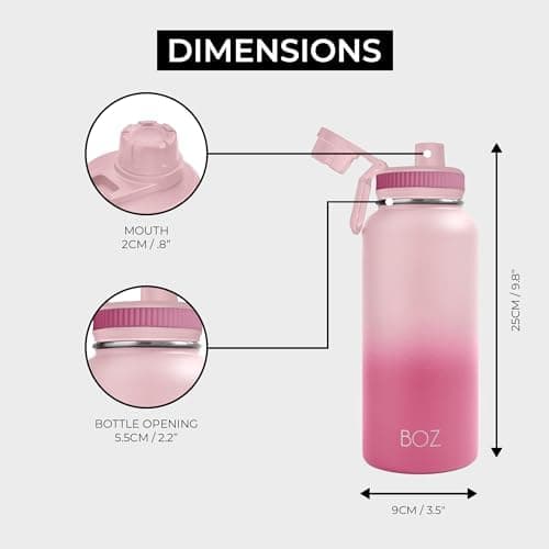 BOZ Ersatzdeckel für Trinkflasche - Strohhalm & Schraubverschluss - schwarz