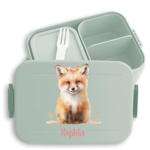 Mepal Bento Box Midi Fuchs Lunchbox - Niedliche Brotdose für Kinder | Auslaufsicher und langlebig | Sage Grün - 900 ml