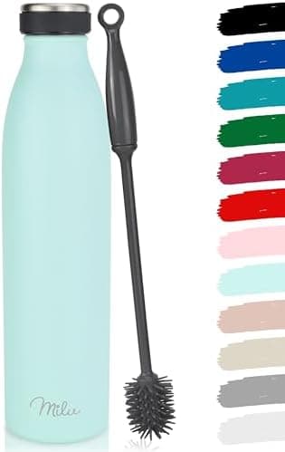 Milu Edelstahl Trinkflasche für Erwachsene – 750ml Isolierflasche zum Tragen – auslaufsicher, Kohlensäuregerecht inkl. R