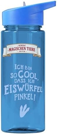 AWAVE Schule Magische Tiere Trinkflasche Kinder Edelstahl 380ml Blau Kohlensäure geeignet Thermosflasche Juri Einhandöff