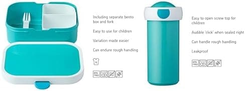 Mepal Brotdose Kinder Campus BPA-frei Animal Friends | Spezialfächerr box mit Gabel & Clip-Verschluss | 750 ml für Kinde