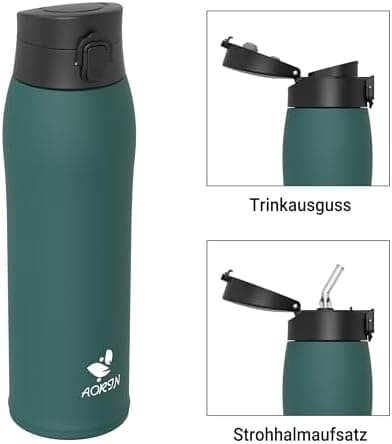 AORIN Trinkflasche Edelstahl 18/8, 500ml, BPA-Frei, Doppelwandig Isolierflasche für Sport, Schule und Outdooraktivitäten